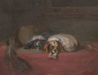 W. H. Carey - Signed 1877 Oil, The Spaniels