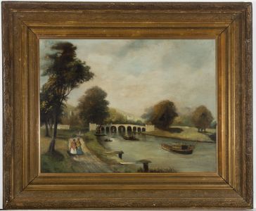 Charming 19th Century Oil - Richmond Bridge