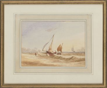 Framed English School 19th Century Watercolour - Fishing Boats Coming In