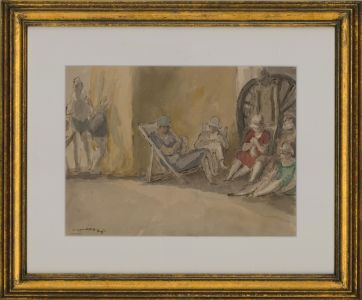 Harold Hope Read (1881-1959) - Signed & Framed 1925 Watercolour, Beach Dozing