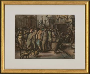 Harold Hope Read (1881-1959) - Signed & Framed 1923 Watercolour, Crowd in Street