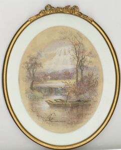 W. Reynolds - Pair of Oval 1885 Watercolours, Landscape Scenes