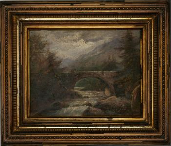 Framed 19th Century Oil - Atmospheric Evening Landscape