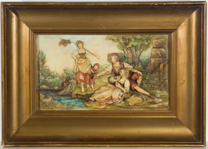After Francois Boucher (1703-1770) - 19th Century Ceramic Wall Plaque, Fishing