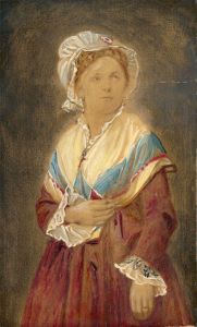 Small 19th Century Mixed Media - Woman with Shawl