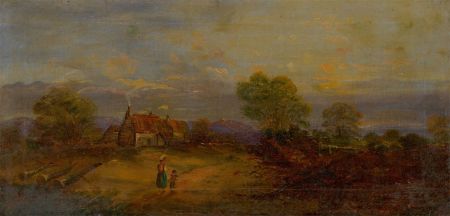 19th Century Oil - Panoramic Landscape with Figures