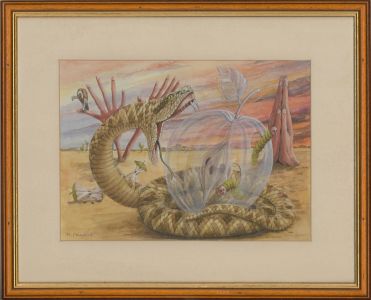 M. Francis - 20th Century Watercolour, Snake with an Apple