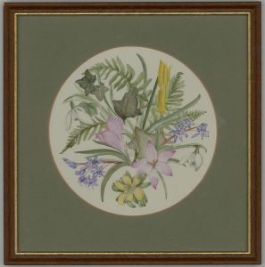 Sri Kartawiadi - 19th Century Watercolour, Spring Flower Study