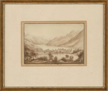Celine Berthault - 19th Century Watercolour, Vue du Lac de Brienz