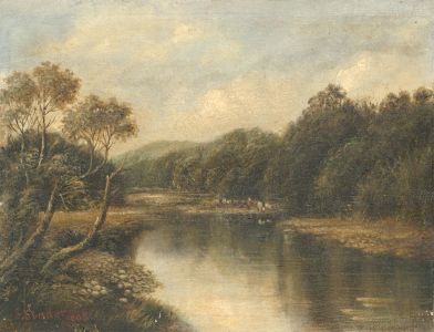S. Slader - Signed 1895 Oil, River Landscape