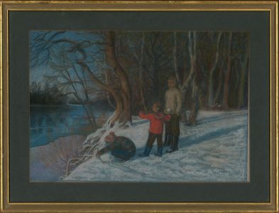 June White - Signed 20th Century Pastel, Sunday Afternoon at the Lido