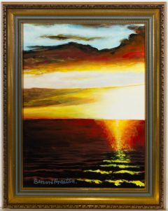 Bernard Preston - Signed & Framed 20th Century Oil, Beach Sunset