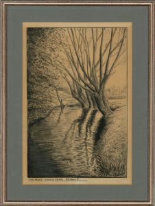 Oswald - 20th Century Charcoal Drawing, The Moat, Manor Farm, Ruislip