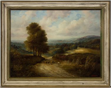 Hugh Church (b.1865) - Late 19th Century Oil, English Landscape with Sheep