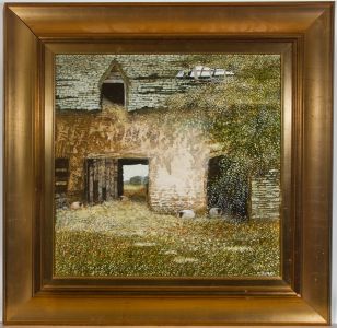 Chris Wild - 20th Century Mixed Media, Textured Farmyard Scene