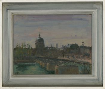 Ronald Olley (b.1923) - Fine c. 2000 Oil,  Pont des Arts, Paris
