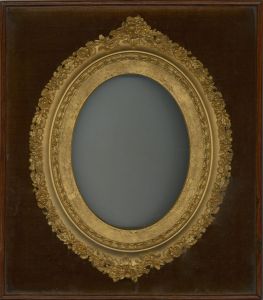 Late 19th Century Gold Leaf Gilded Ornate Oval Frame in a Mahogany Box Frame