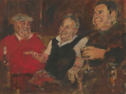 Ronald Olley (b.1923) - c. 2000 Acrylic, Three Old Men