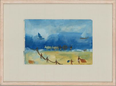 Christopher Corr (b.1955) - 1990 Gouache, Pulling in the Net, Puri, India