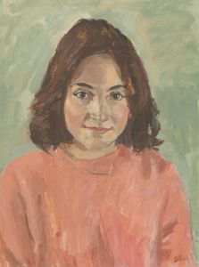 Ronald Olley (b.1923) - c. 2000 Oil, Portrait of a Lady in a Pink Jumper
