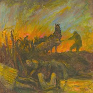 Ronald Olley (b.1923) - c. 2000 Oil, Struggling Horses