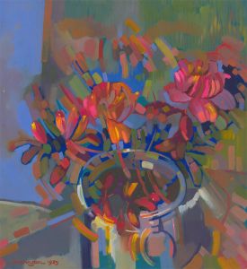 John Cherrington (1931-2015) - 20th Century Oil, Abstract Peonies