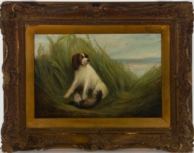 A.C - Framed Late 19th Century Oil, The Triumphant Spaniel