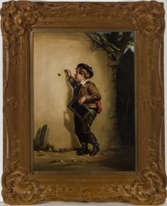 Attrib. Robinson Elliott (1814-1894) - Ornate Framed Oil, Victorian Schoolboy
