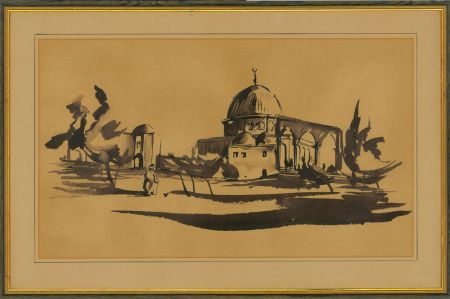 Timothy Morris  (1941-1991) - 20th Century Pen and Ink Drawing, View of a Mosque
