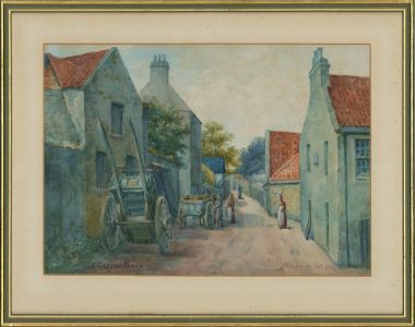 Westwood - Signed & Framed 1894 Watercolour, South Queensferry Street Scene