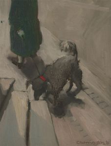 John Cherrington (1931-2015) - Signed 1961 Acrylic, Dog Walking Time