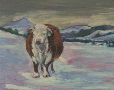 John Cherrington (1931-2015) - 20th Century Oil, Snowy Cow Scene