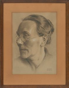 Hubert Dupond - Signed 20th Century Charcoal Drawing, The Bespectacled Woman