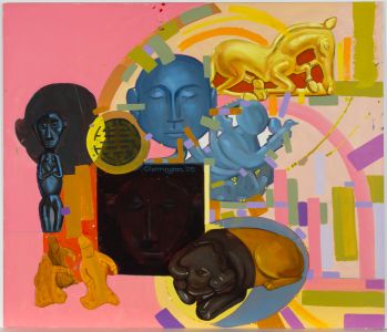 John Cherrington (1931-2015) - 2005 Acrylic, Abstract Artefacts in Pink