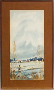 Lambert - Mid 20th Century Mixed Media, Farm Land with Foliage
