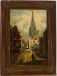 L. Van Hone - Framed Late 19th Century Oil, A Continental Street Scene