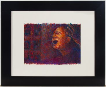 Framed Contemporary Acrylic - Surreal Head Study
