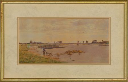 Arthur Anderson Fraser (1861-1904) - 1889 Watercolour, Holywell Fen, Bedford