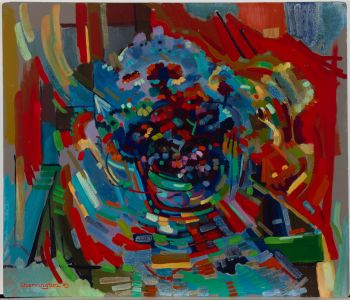 John Cherrington (1931-2015) - 1983 Oil, Abstracted Flower Pot