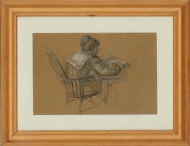Margot Russell (1913-1988) - Framed 1971 Charcoal Drawing, The Young Student