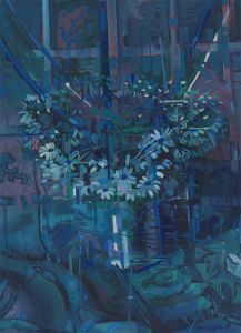 John Cherrington (1931-2015) - 1988 Oil, Abstract Daisies in Blue