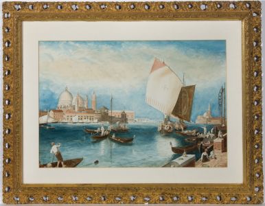 R.F. Hiddle - Ornate Framed Mid 19th Century Watercolour, Grand Canal, Venice