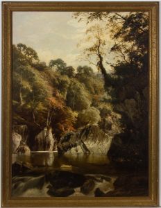 Edward Henry Holder (1847-1922) - Signed & Framed 1886 Oil, The Waterfall