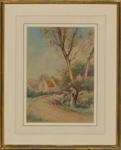 G. Hall - Signed & Framed Late 19th Century Watercolour, Child with a Donkey