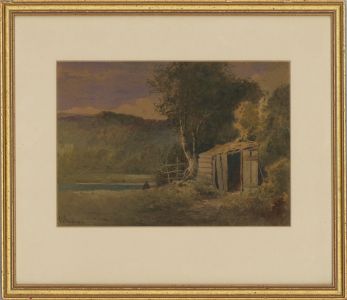 D.W. Barker - Framed 1875 Watercolour, The Hideaway