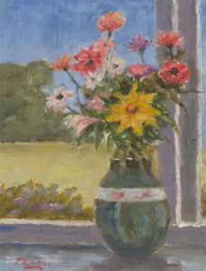 John A. Case - 20th Century Acrylic, Still Life, Summer Flowers