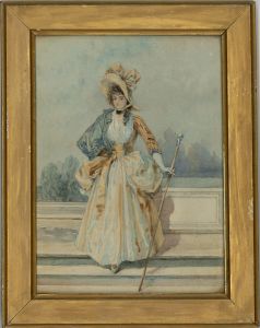 Framed Late 19th Century Watercolour - Woman in a Bonnet