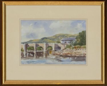 John A. Case - Signed & Framed Contemporary Watercolour,  Bridge at Crickhowell