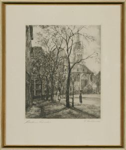 R.L. - Framed 20th Century Etching, Aachen Cathedral, Germany