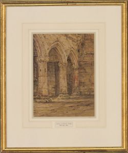 Fine Original 1843 Watercolour - Interior of Rosslyn Chapel